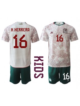Otroški Nogometna dresi replika Mehika Hector Herrera #16 Gostujoči SP 2022 Kratek rokav (+ hlače)